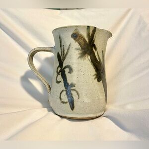 *VINTAGE* Hand Thrown Studio Pottery- 5.75” Pitcher- Green Drip Glaze W/Initials